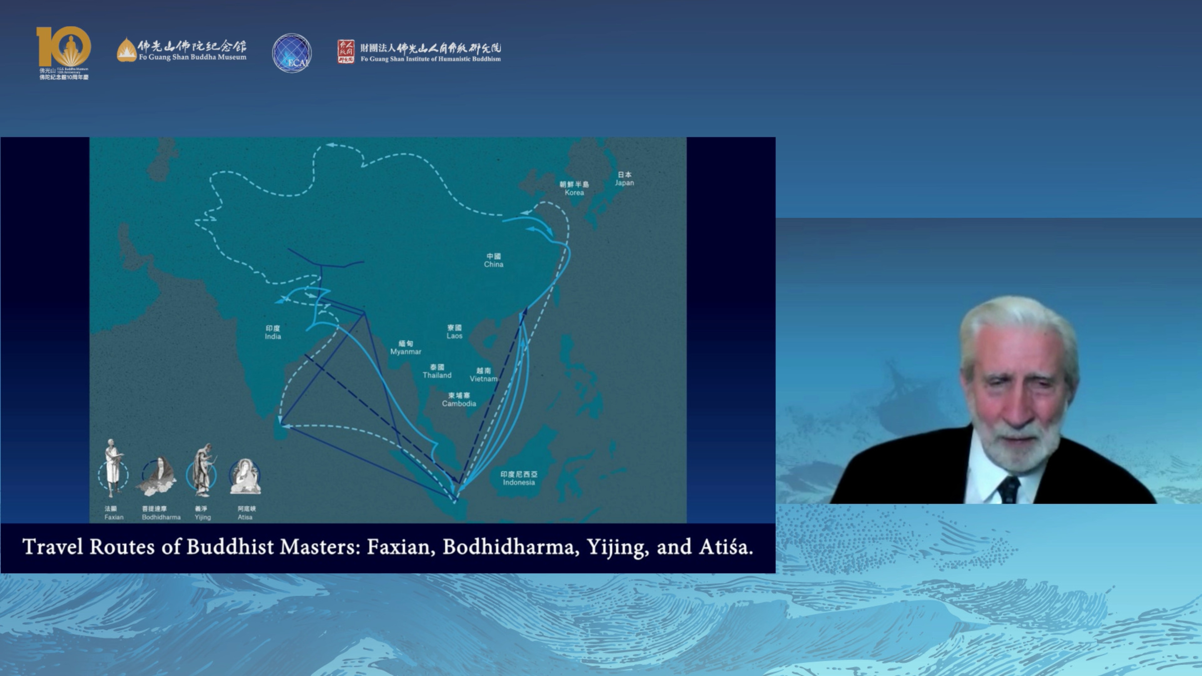 Prominent Buddhist Masters such as Faxian, Bodhidharma, Yijing, and Atiśa took sea routes to learn and propagate Buddhist teachings.